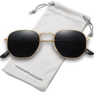 Polarized Sunglasses for Womens Men Trendy Square Hexagonal Flat Sun Glasses